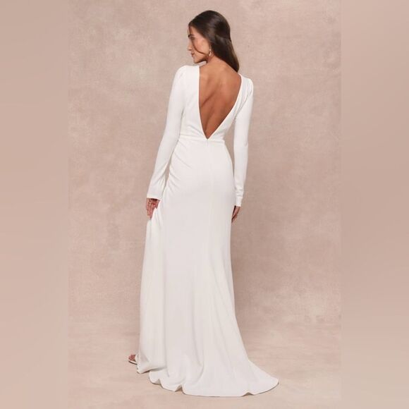 Lulus Stunning Romance White Long Sleeve Mermaid Maxi Dress - Picture 2 of 6